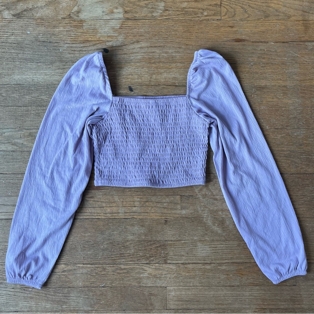 Purple H&M Square-Neck Long Sleeve